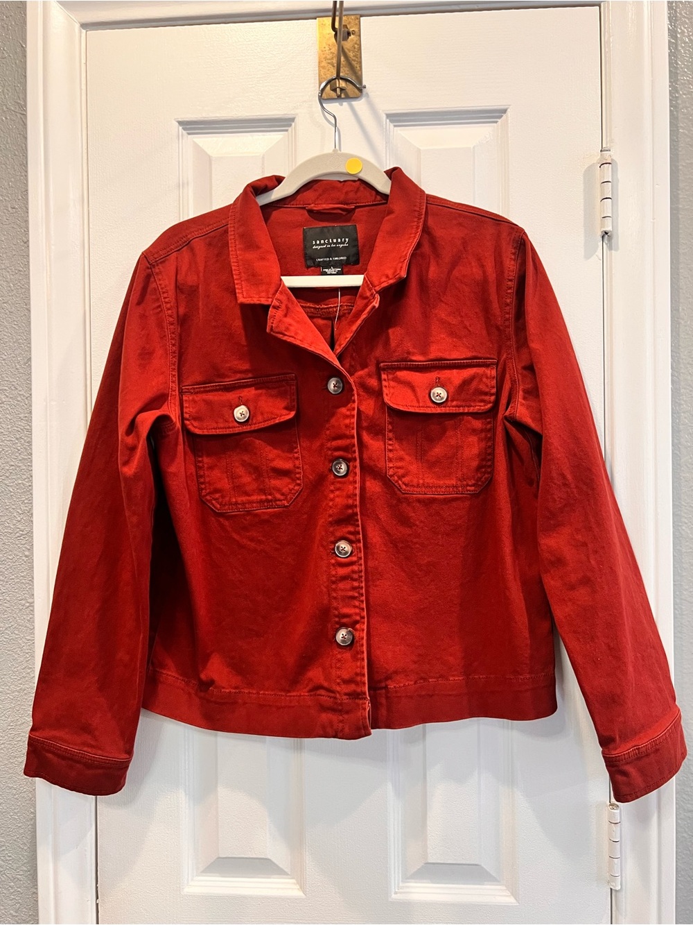 Sanctuary Rust Red Cotton Utility Shacket Jacket Size L